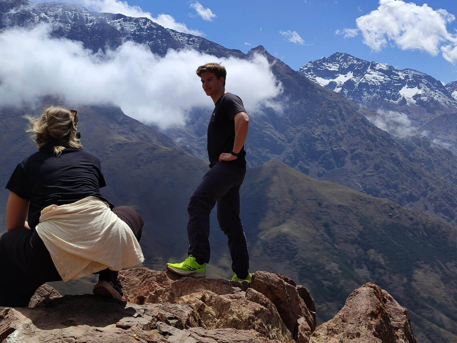 Mount Toubkal viewed from the Talamrout route in the High Atlas Mountains of Morocco