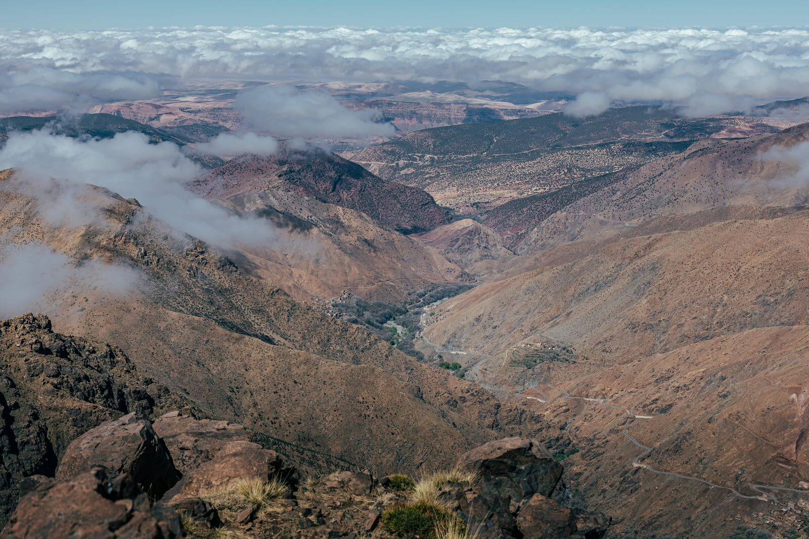 Mountain landscape viewed from Talamrout Summit in Morocco's High Atlas